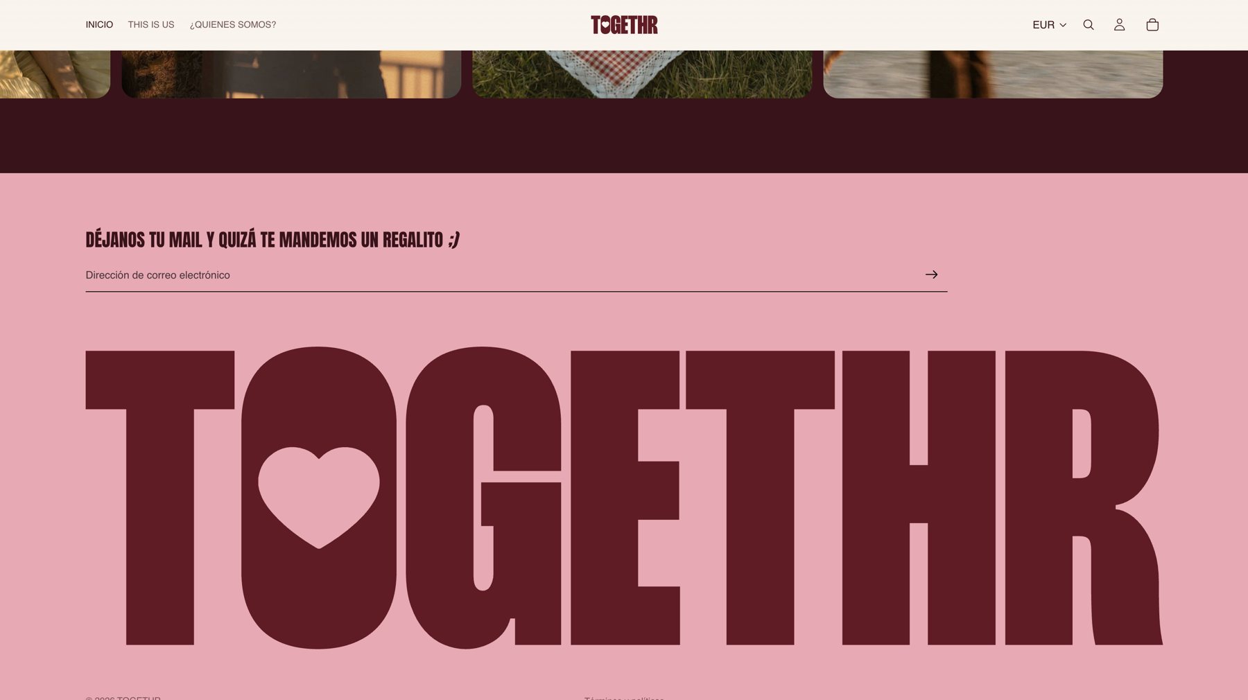 Newsletter y pie con el logotipo Togethr